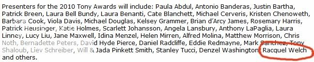 FULL Line-up of TONY Presenters Revealed - From Abdul to Welch!